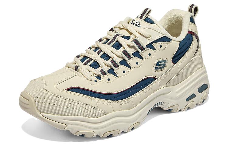 Lookbook Kasut Skechers D'Lites Zip Along 'Beige Biru' 894269-NTNV
