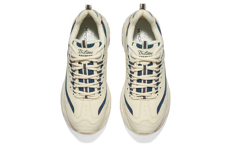 Shop Kasut Skechers D'Lites Zip Along 'Beige Biru' 894269-NTNV