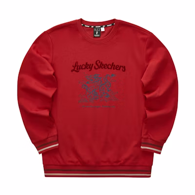 Skechers Lunar New Year Retro Letter Print Pullover Sweatshirt Red-Unisex L124U052-03LC