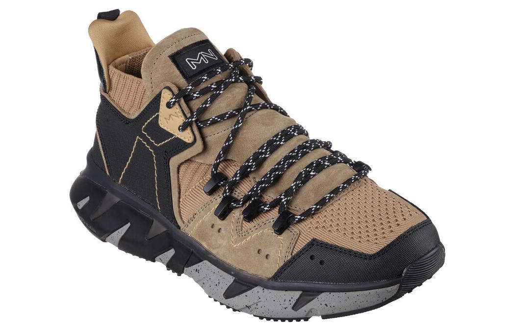 Lookbook Skechers Mark Nason Ziggy 'Zhen Shock-Absorbent Slip-Resistant Mid-Top Outdoor Black Brown' 222170-WSK