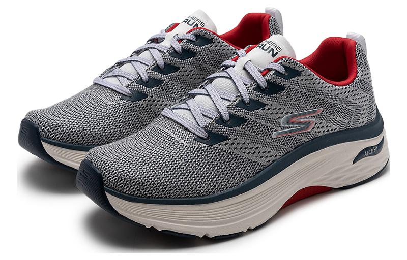 Lookbook Skechers Max Cushioning Arch Fit Unifier 減震耐磨 低筒 跑步鞋 男款 灰藍