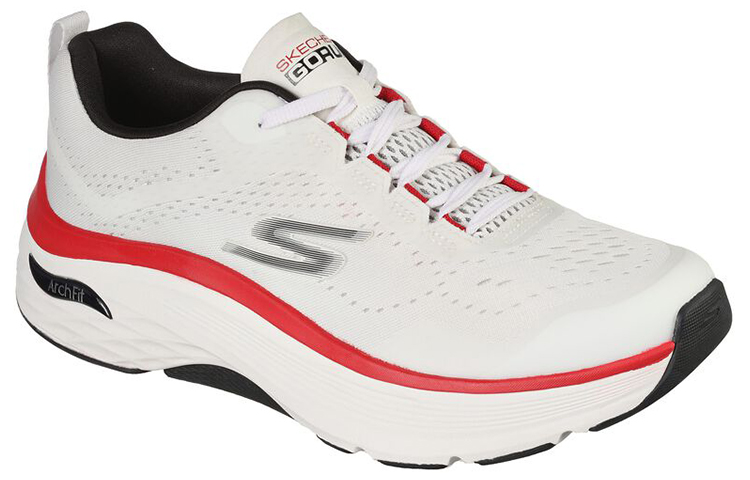 Lookbook Skechers Max Cushioning Arch Fit 'Putih Merah' 220196-WBK