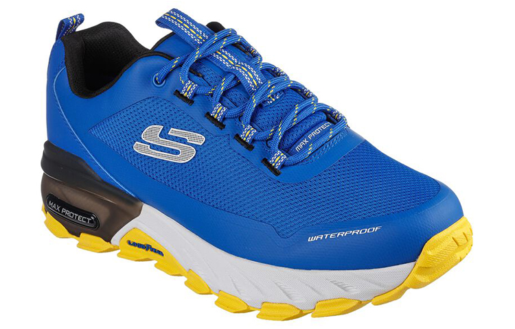 Lookbook Skechers Max Protect 'Fast Track White Blue Yellow' 237304-BLYL