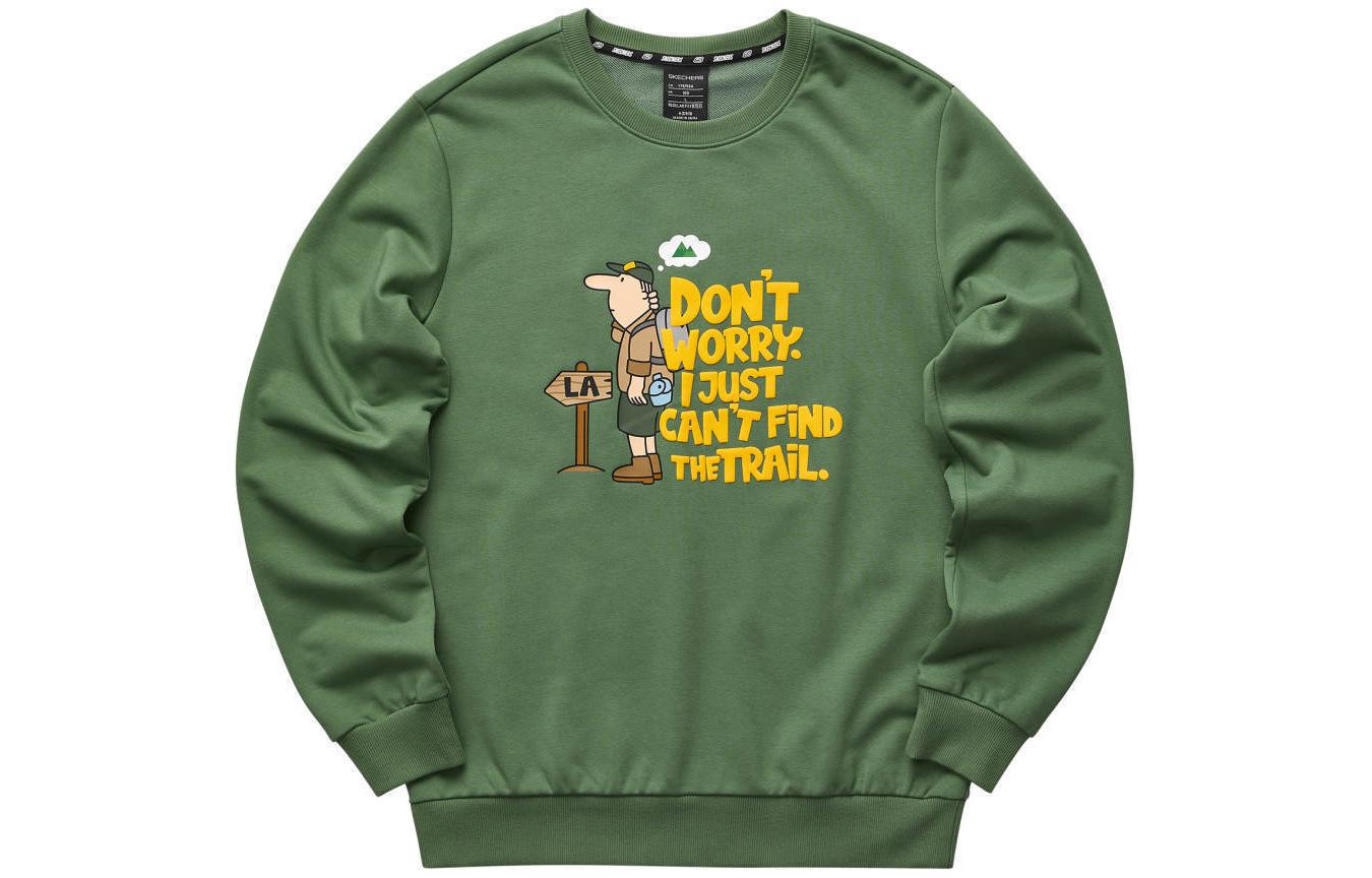 Skechers Men’s Printed Casual Long-Sleeve Sweatshirt in Dark Olive Green L22M076-026Q