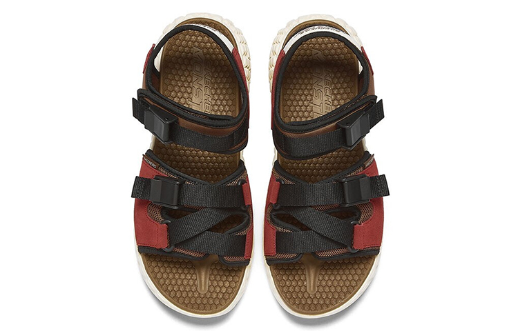 Shop Skechers Monster Klett Outdoor Sandalen Herren Braun Offene Flachabsatz Sport 237296-BRMT