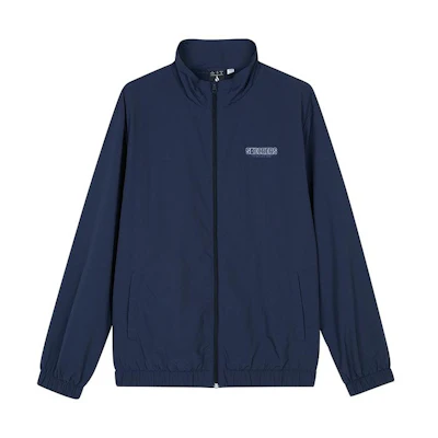Skechers Navy Blue Lightweight Woven Jacket with Zipper and Letter Design L124M040-00DU