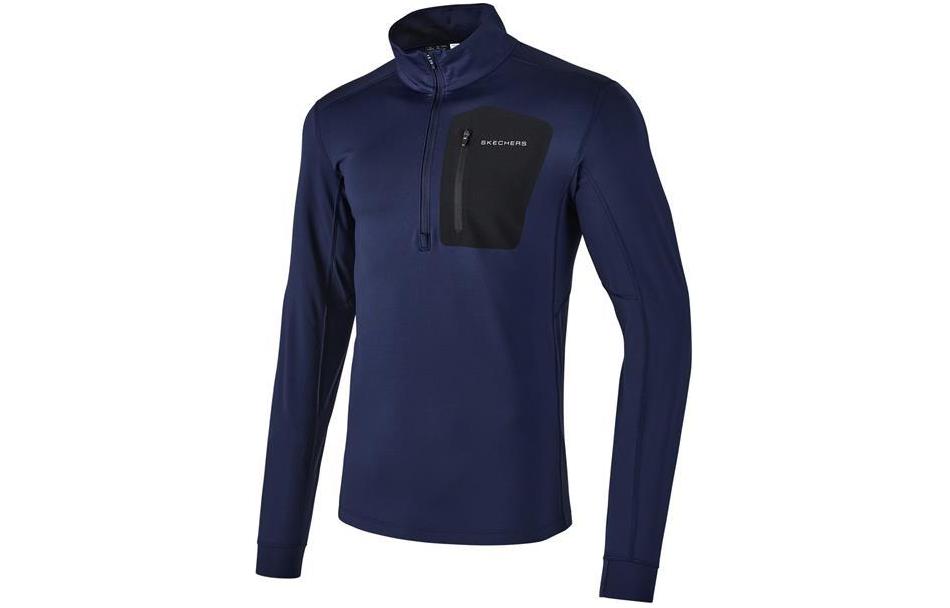 Skechers Navy Blue Stand Collar Pocket Long Sleeve Jacket P124M007-03NP