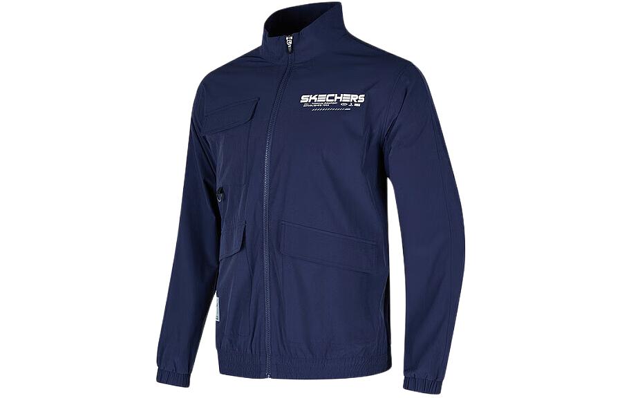 Skechers Navy Functional Pocket Letter Zipper Track Jacket P224M042-02MZ