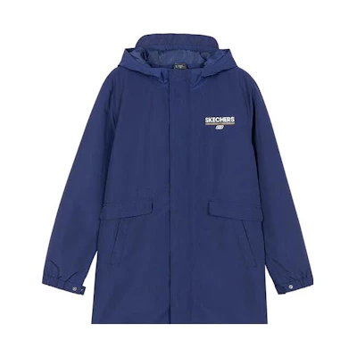 Skechers New Year Series Letter Print Long Hooded Jacket - Medieval Blue L121M076-007D