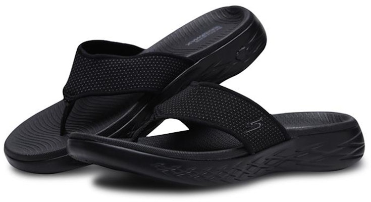 Buy Skechers On The Go 600 Cushioned Comfort Black Flip Flops 55350 BBK Novelship