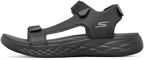 Skechers On The Go 600 Velcro Outdoor Open Toe Flat Heel Sports Full Black Sandals 55383-BBK Skechers On The Go 600 Velcro Outdoor Open Toe Flat Heel Sports Full Black Sandals 55383-BBK