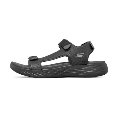 Skechers On The Go 600 Velcro Outdoor Open Toe Flat Heel Sports Full Black Sandals
