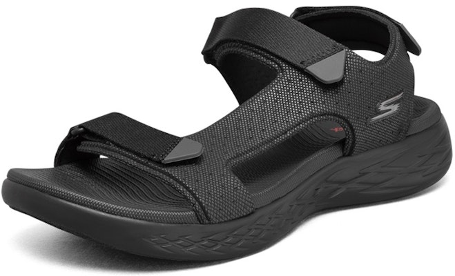 Skechers On The Go 600 Velcro Outdoor Open Toe Flat Heel Sports Full Black Sandals 55383-BBK Order Skechers On The Go 600 Velcro Outdoor Open Toe Flat Heel Sports Full Black Sandals 55383-BBK