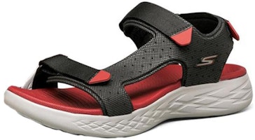 Skechers On The Go 600 魔術貼 T型綁帶露趾運動涼鞋 黑紅色 Lookbook Skechers On The Go 600 魔術貼 T型綁帶露趾運動涼鞋 黑紅色