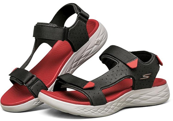 Skechers On The Go 600 Sandal Velcro Hitam/Merah 55383-BKRD Lookbook Skechers On The Go 600 Sandal Velcro Hitam/Merah 55383-BKRD