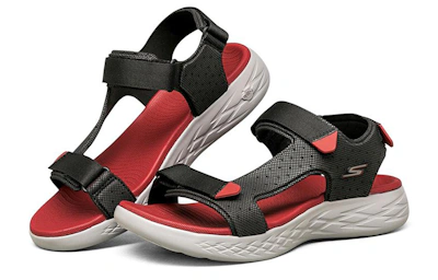 Skechers On The Go 600 Velcro Sandals Black/Red