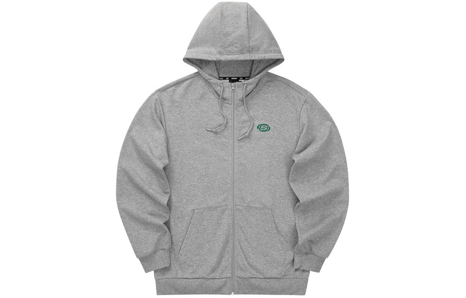 Skechers Plain Zipper Hoodie Unisex Mid-Grey L124U098-004F