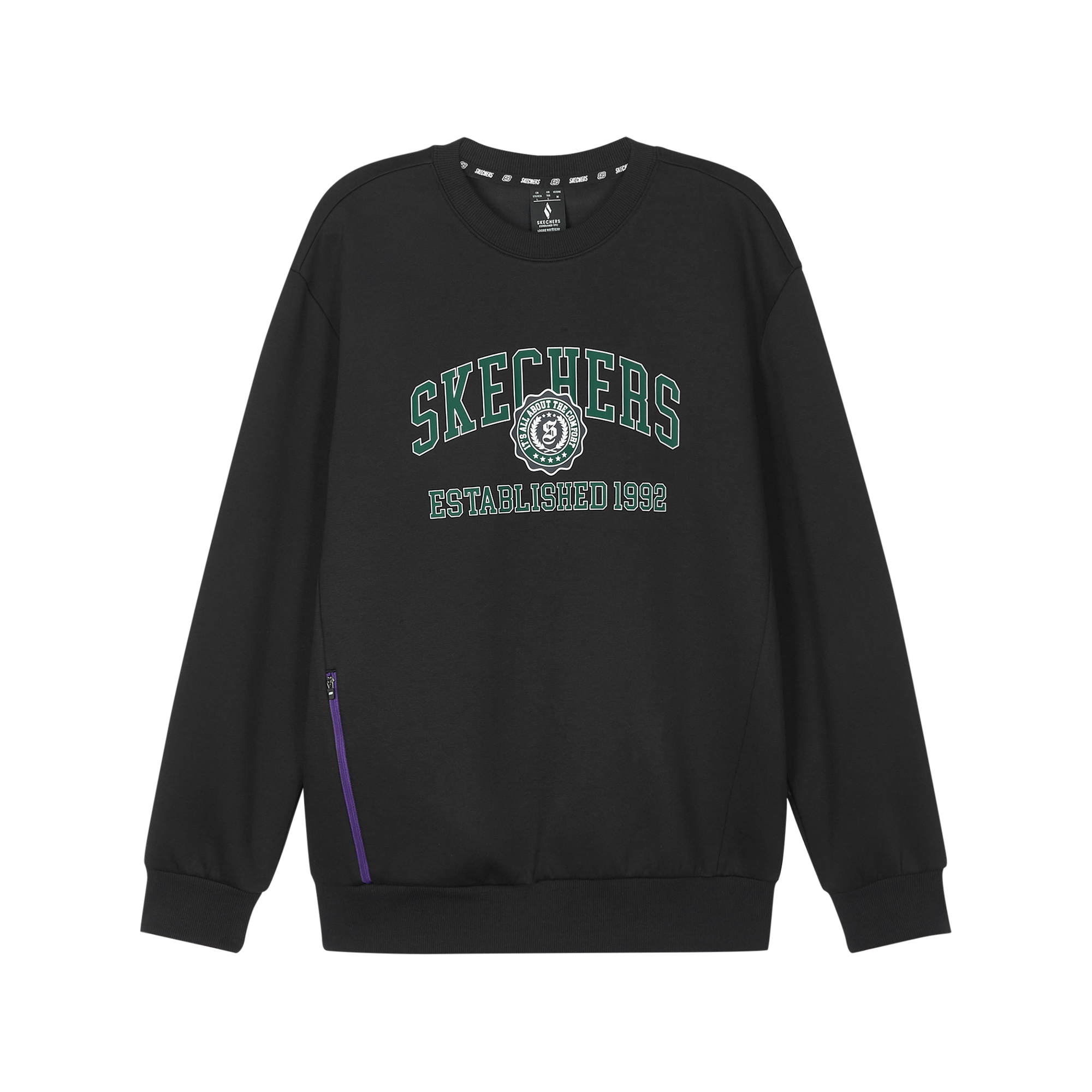 Skechers Printed Crewneck Oversized Sweatshirt Unisex Black L424U054-0018
