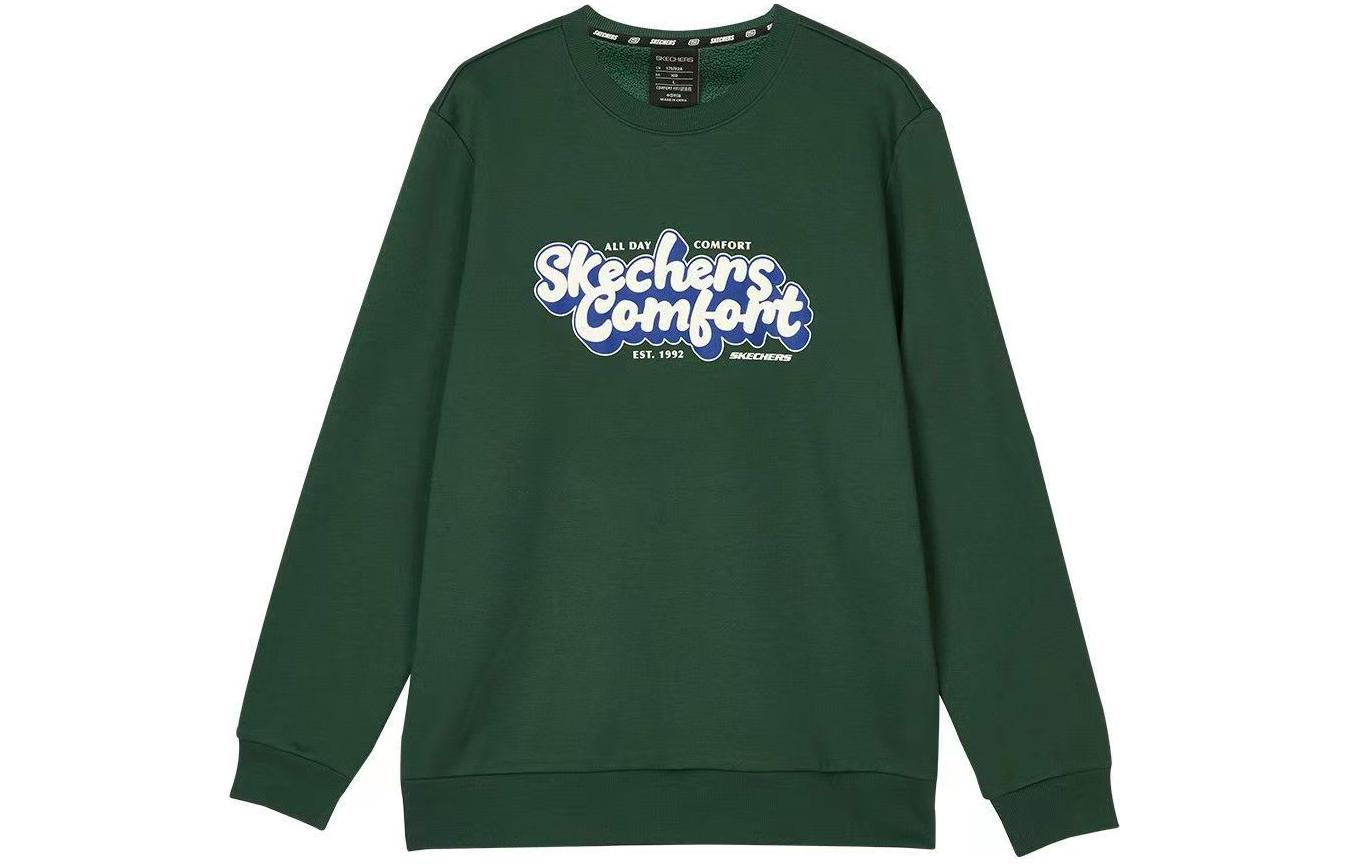 Skechers Printed Fleece Warm Knit Pullover Unisex Sweatshirt - Pine Green L323U107-01WN