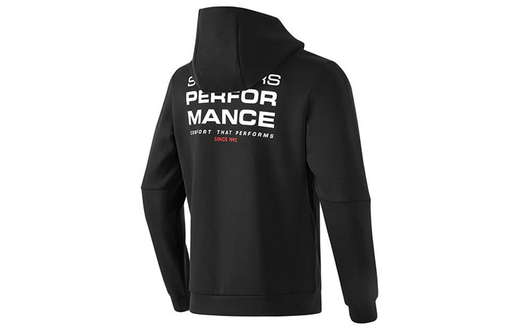 Skechers Pullover Black Hoodie with Letter Print Design P322M037-0018