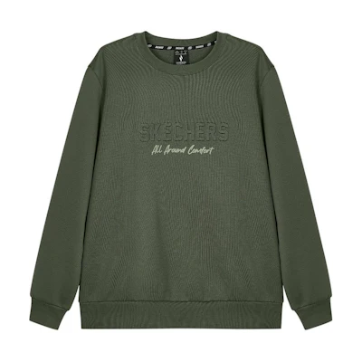 Skechers Pullover Crewneck Fleece Sweatshirt Dark Green L424M090-00L2