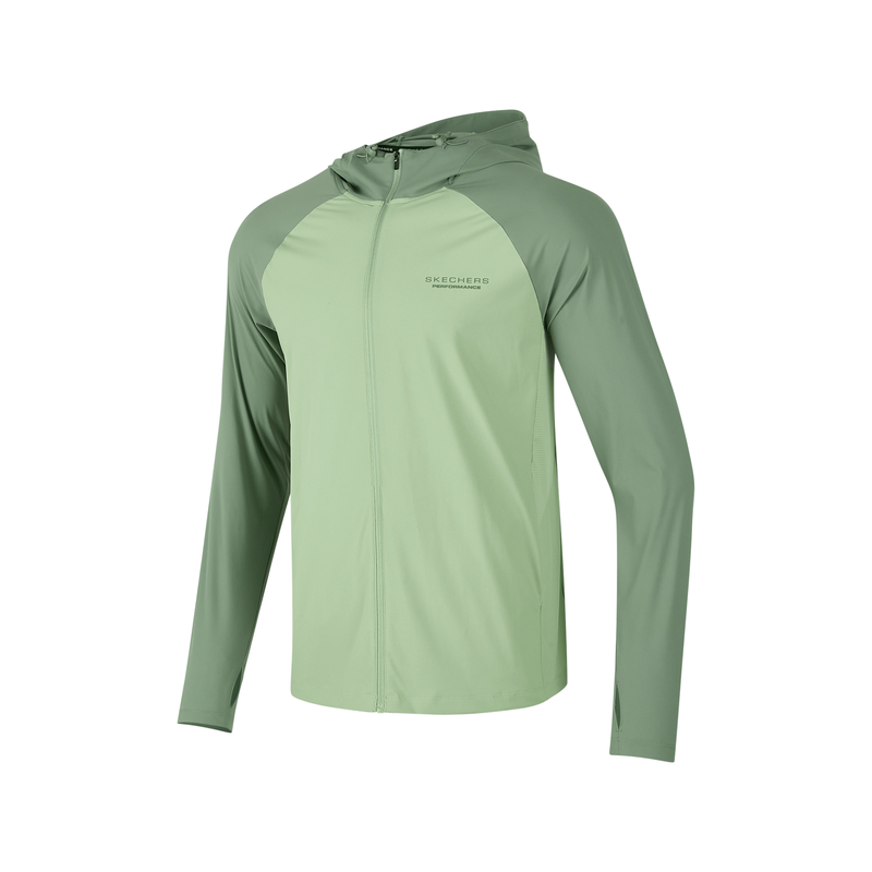 Skechers Quick-Dry Logo Patchwork Hoodie Zip Jacket Brown Green P224M129-03LX