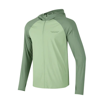 Skechers Quick-Dry Logo Patchwork Hoodie Zip Jacket Brown Green P224M129-03LX