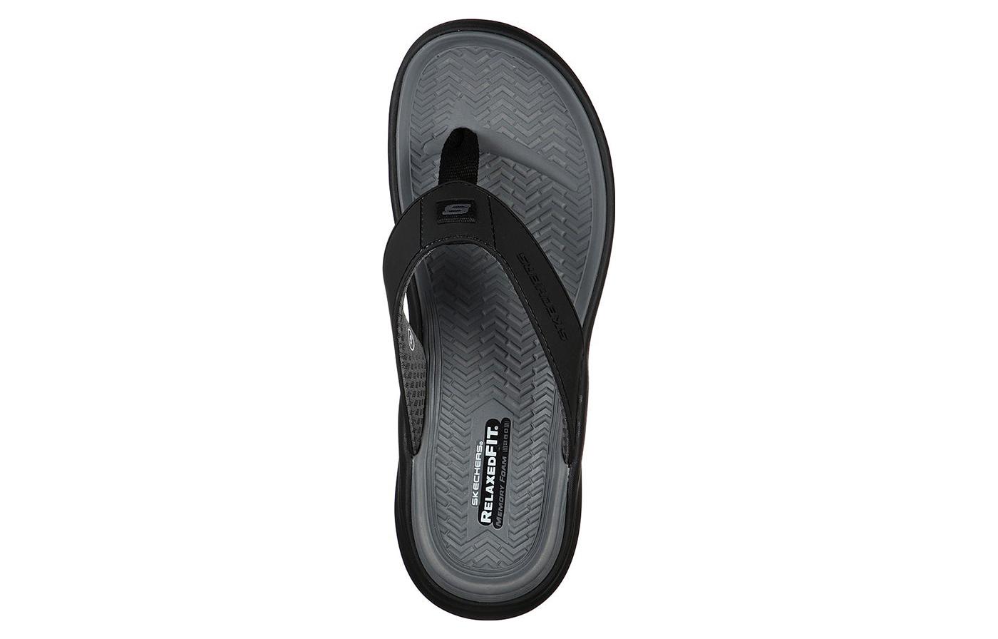 Shop Skechers 寬鬆舒適版: Sargo-Sunview 人字拖鞋 黑灰