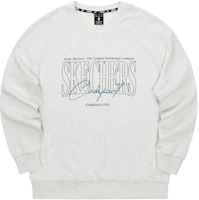 Skechers Relaxed Fit Crewneck Long Sleeve Sweatshirt Unisex Light White Heather Gray L324U059-0248 Skechers Relaxed Fit Crewneck Long Sleeve Sweatshirt Unisex Light White Heather Gray L324U059-0248