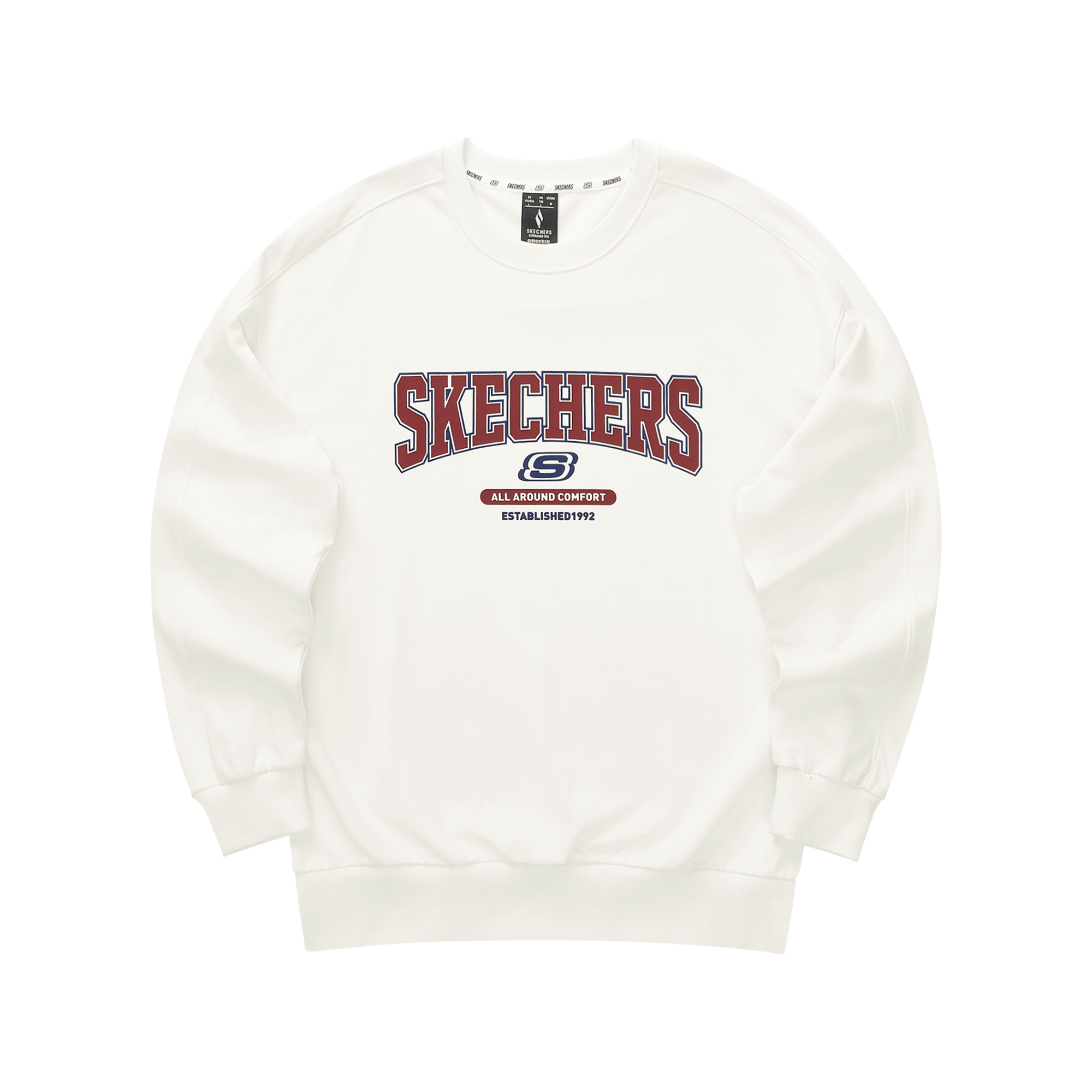 Skechers Retro American Logo Pullover White Sweatshirt Unisex Casual Sports Top L324U100-0074