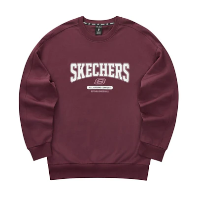 Skechers Retro American Style Knit Pullover Crewneck Unisex Sweatshirt Pink L324U100-02C9