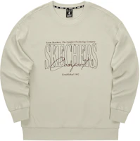 Skechers Retro Beige Letter Print Pullover Unisex Sweatshirt L324U059-0046 Skechers Retro Beige Letter Print Pullover Unisex Sweatshirt L324U059-0046