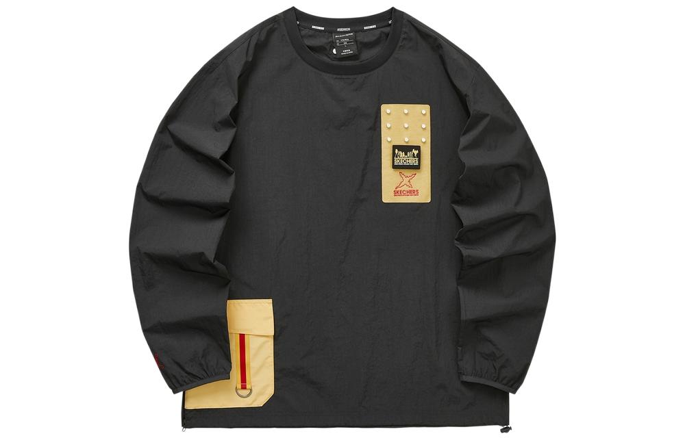 Skechers Retro Colorblock Crewneck Pullover Sweatshirt Black L321M106