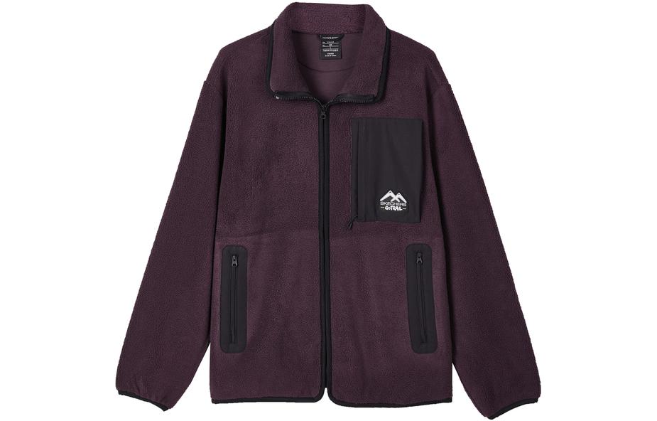 Skechers Retro Colorblock Fleece Jacket Unisex in Plum Red L423U070-02JB