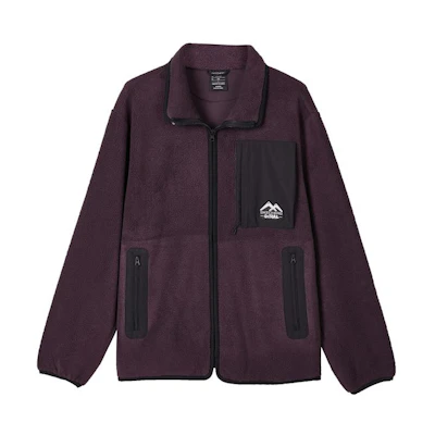 Skechers Retro Colorblock Fleece Jacket Unisex in Plum Red L423U070-02JB