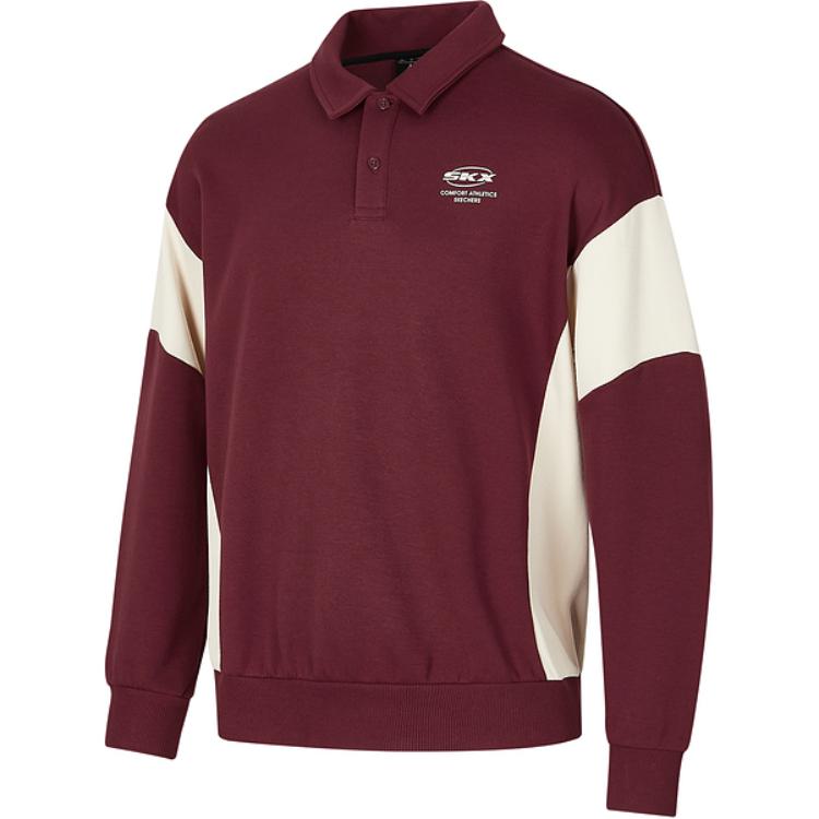 Skechers Retro Colorblock Letter Print Sweatshirt Unisex - Grape Red P424U018-003T