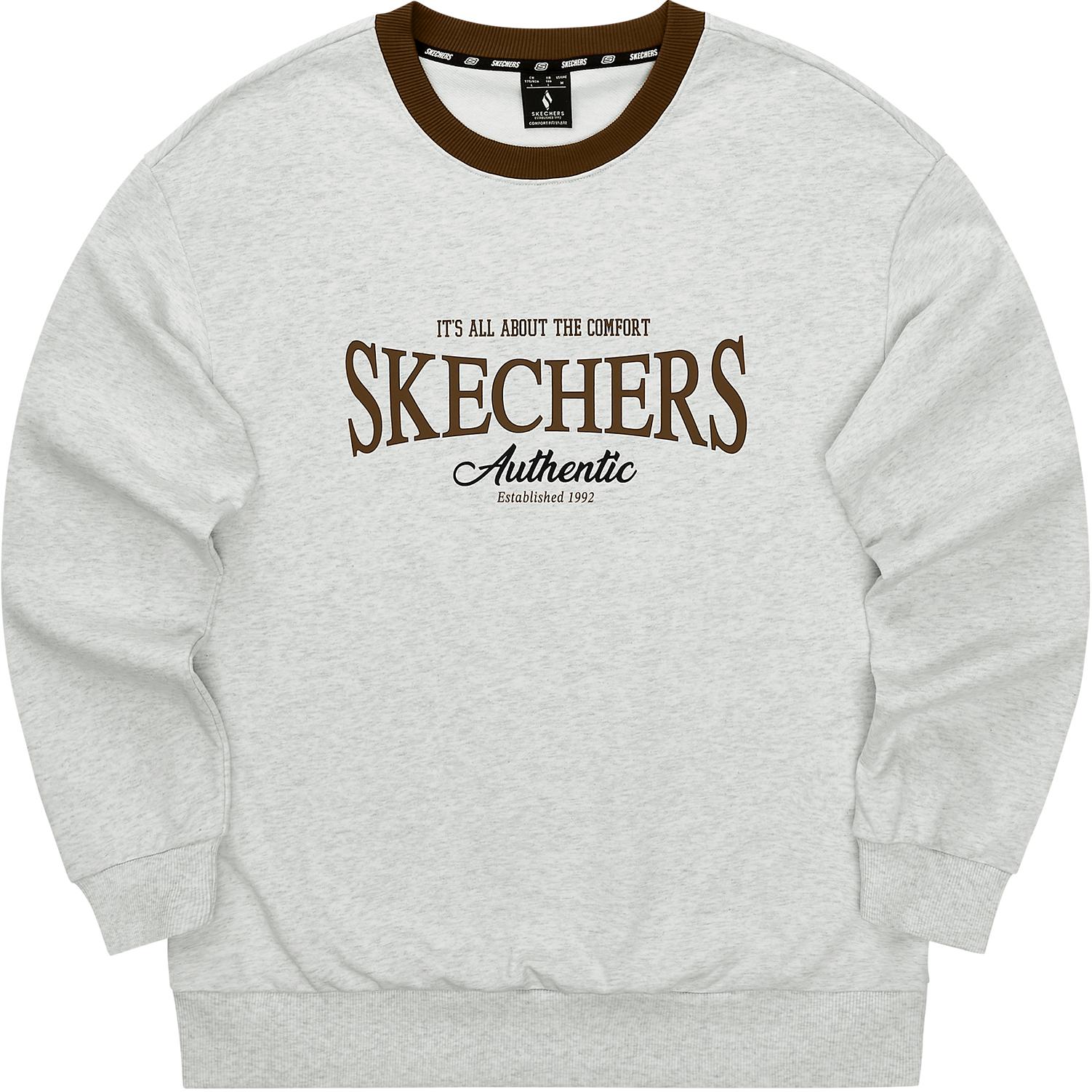 Skechers Retro Colorblock Soft Comfortable Sweatshirt Light White/Grey L324M049-0248