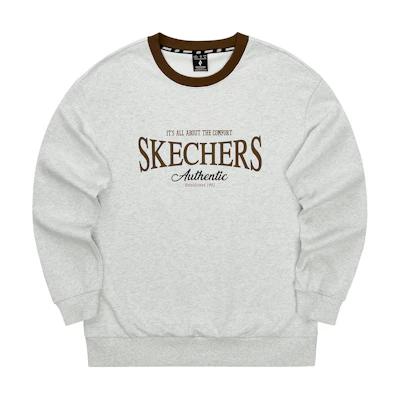 Skechers Retro Colorblock Soft Comfortable Sweatshirt Light White/Grey L324M049-0248