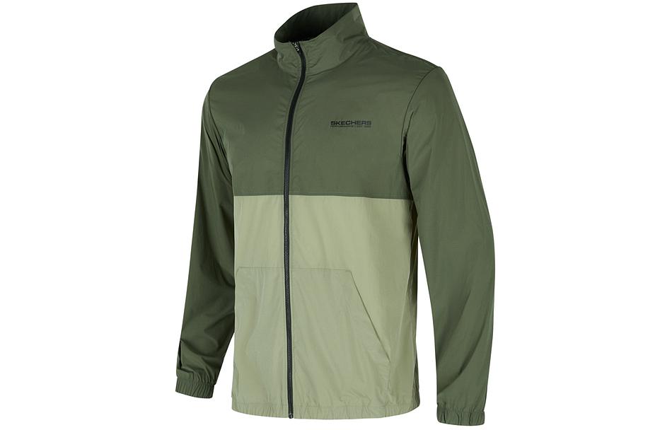 Skechers Retro Colorblock Zip Jacket - Breathable Sportswear in Deep Green P224M063-00L2