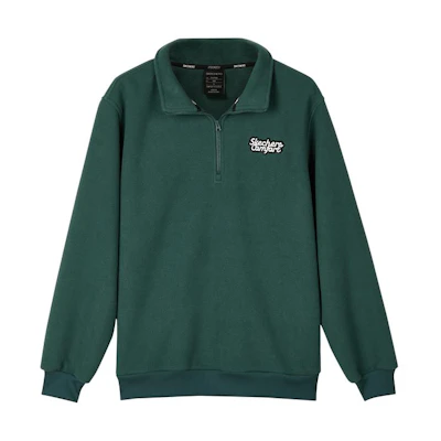 Skechers Retro Half-Zip Pullover Collar Sweatshirt in Olive Green L423M088-02ZG