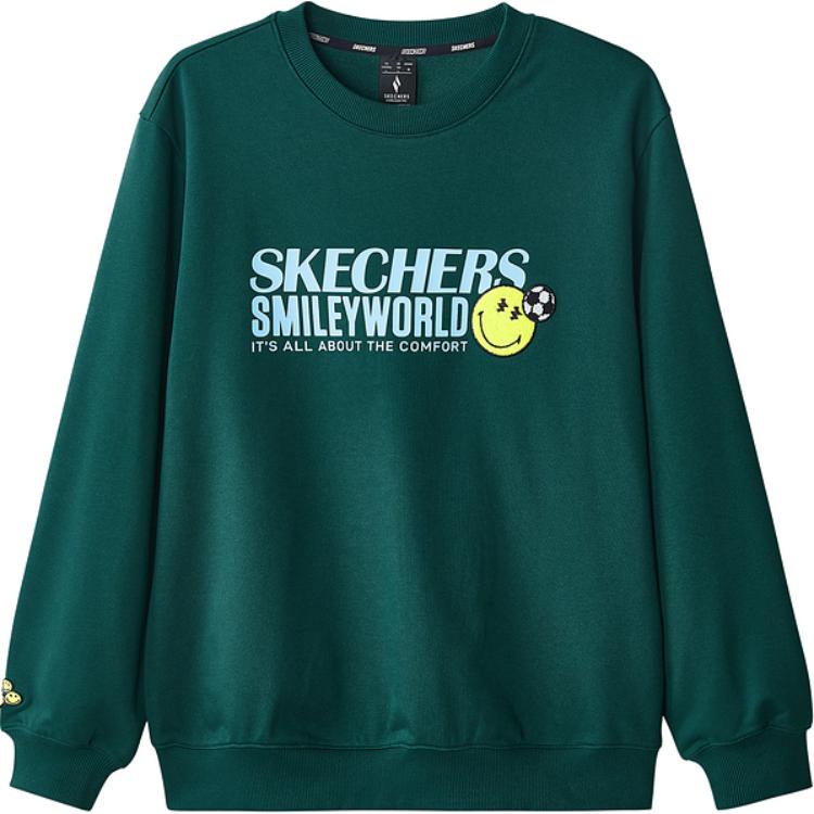 Skechers Retro Letter Print Crewneck Sweatshirt Yellow Pine Green L324M108-02A2
