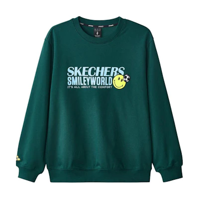 Skechers Retro Letter Print Crewneck Sweatshirt Yellow Pine Green L324M108-02A2