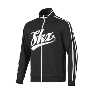 Skechers Retro Lettering Track Jacket with Stripes & Zip Design - Unisex Carbon Black P423U020-0018