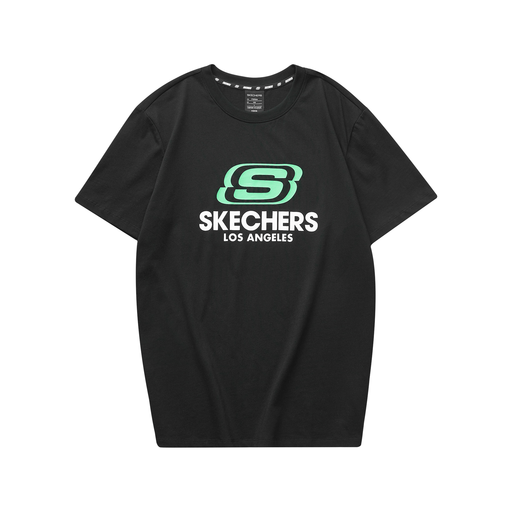 Skechers Retro Logo Print Breathable Loose Fit Sports T-Shirt Unisex - Carbon Black L122U199-0018