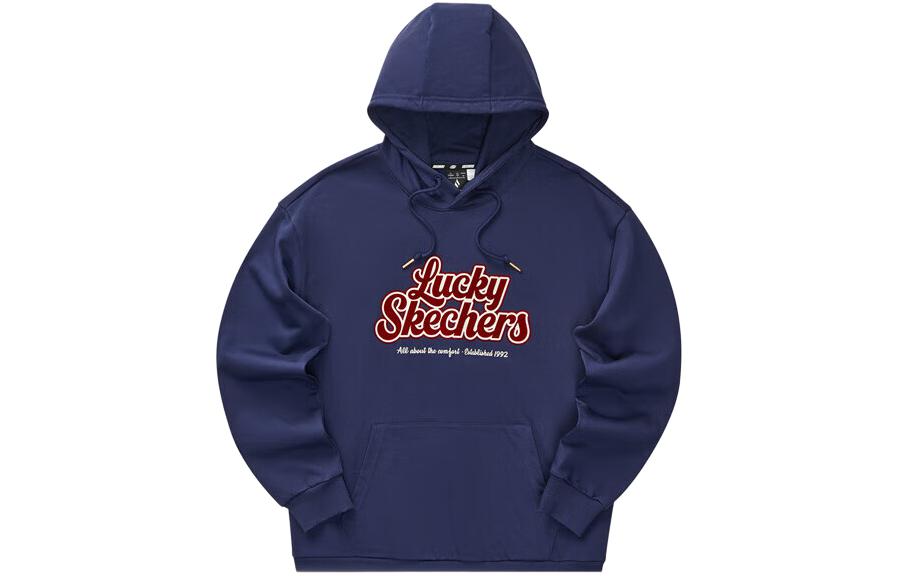 Skechers Retro Navy Blue Hoodie Unisex Casual Long-Sleeves L124U066-00DU