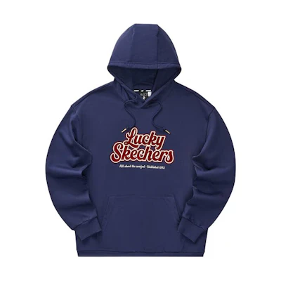 Skechers Retro Navy Blue Hoodie Unisex Casual Long-Sleeves L124U066-00DU
