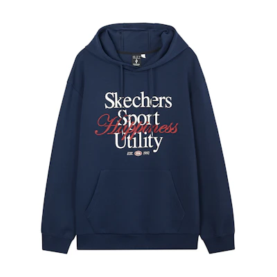 Skechers Retro Street Style Navy Blue Pullover Hoodie - Warm & Comfortable L324U022-002Z