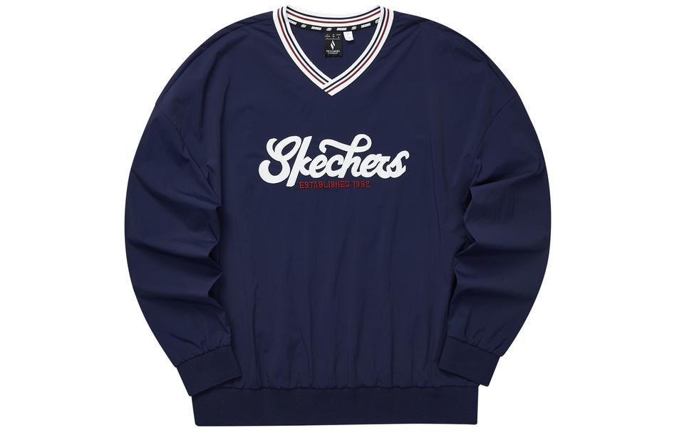 Skechers Retro V-Neck Pullover Sweatshirt Unisex - Navy Blue L124U156-00DU