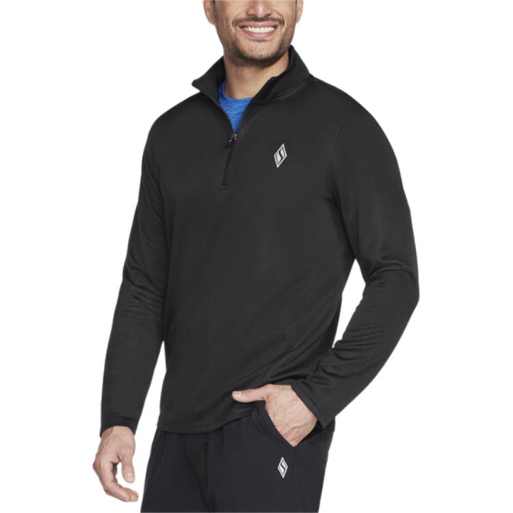 Skechers Rival 1/4 Zip Black Casual Pullover Long-Sleeve Sweatshirt LT16-BLK