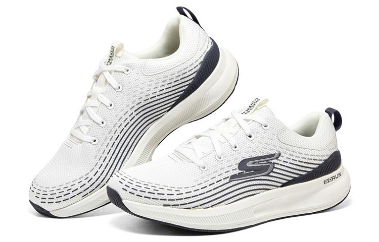 Lookbook Skechers 舒適 抗磨透氣 低筒 跑步鞋 男款 白黑